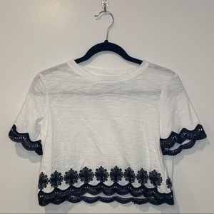 Black and White Lace Crop Top